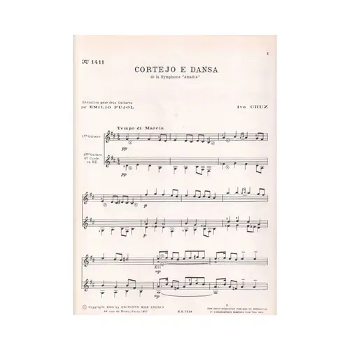 Cortejo E Dansa De La Symphonie Amadis - Pujol 1411