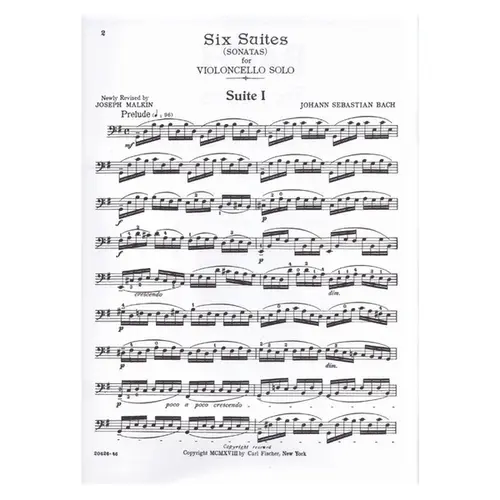 Six Suites (Sonatas)  For Unaccompanied Violocello