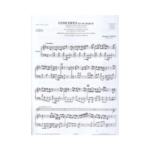 Concerto En Re Majeur Pour Trompette Et Orchestre A Cordes - Piano Reduction