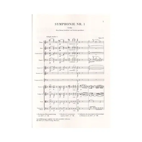 Symphonie N.1 C Dur - Op.21 - Studien Edition