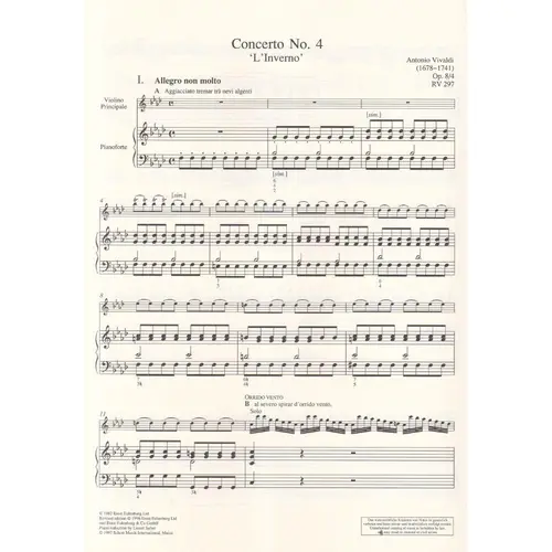 Le Quattro Stagioni  - L`Inverno - Op.8 N.4