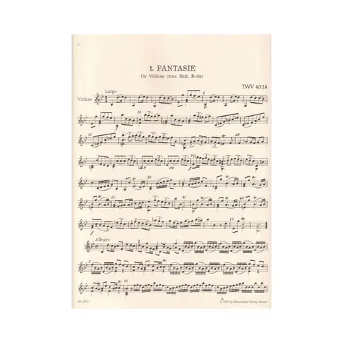 Twelve Fantasias for violino without bass, 1735 - Twv 40:14 - 40 ;25