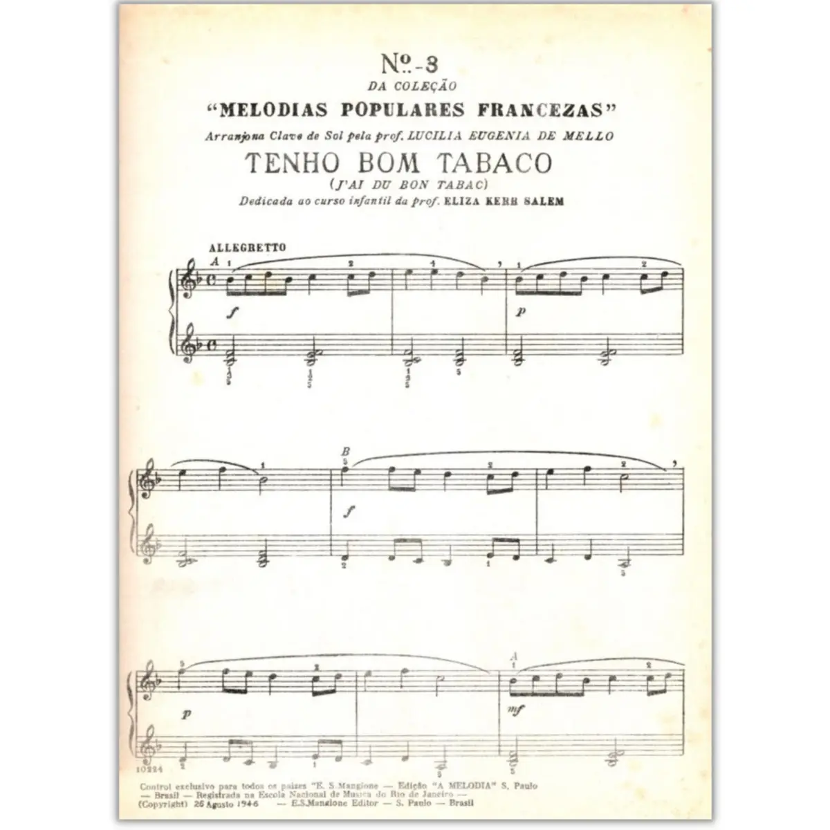 Tenho Bom Tabaco - Canção Francesa