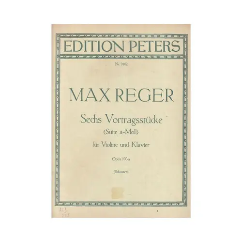 Sechs Vortragsstucke (Suite A Moll) - Op.103 A - Edição Antiga