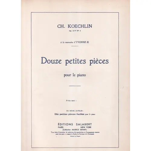 Douze Petites Pieces - Op.41 N.2  (Edição Antiga)