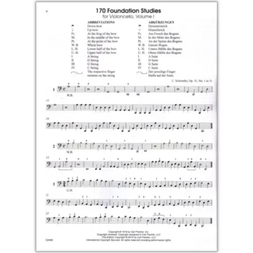 170 Foundation Studies For Violoncello - Vol.1 (N. 1 - 80)