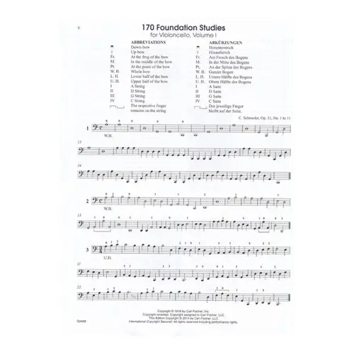 170 Foundation Studies For Violoncello - Vol.1 (N. 1 - 80)