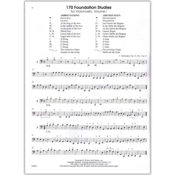 170 Foundation Studies For Violoncello - Vol.1 (N. 1 - 80)