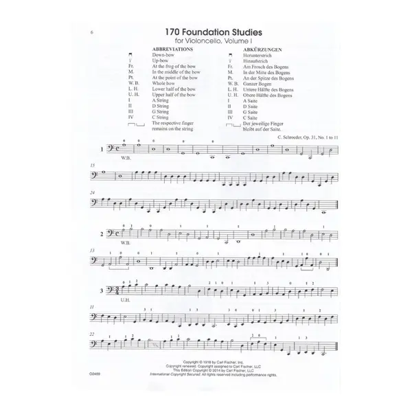 170 Foundation Studies For Violoncello - Vol.1 (N. 1 - 80)