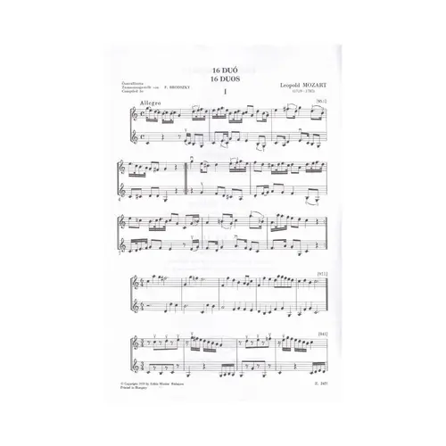 16 Duos For Two Violins