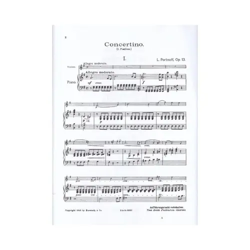 Concertino In E Minor Op.13 - Easy Concertos And Concertinos For Violin And Piano