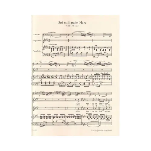 Six German Songs for voice, clarinet and piano op. 103