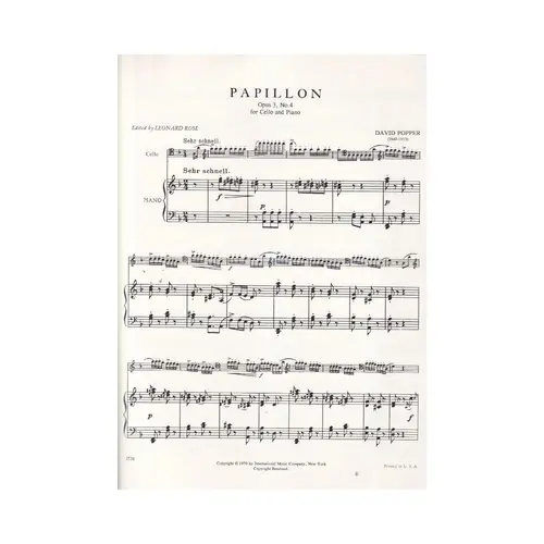 Papillon - Op. 3  N. 4 For Cello And Piano