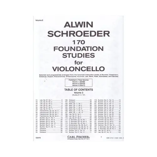 170 Foundation Studies For Violoncello - Vol.2