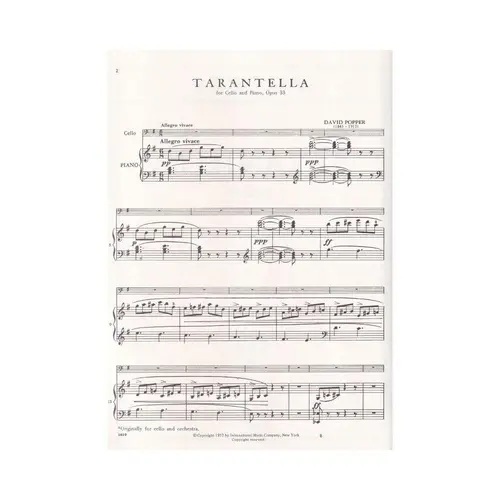 Tarantella For Cello And Piano -  Op. 33