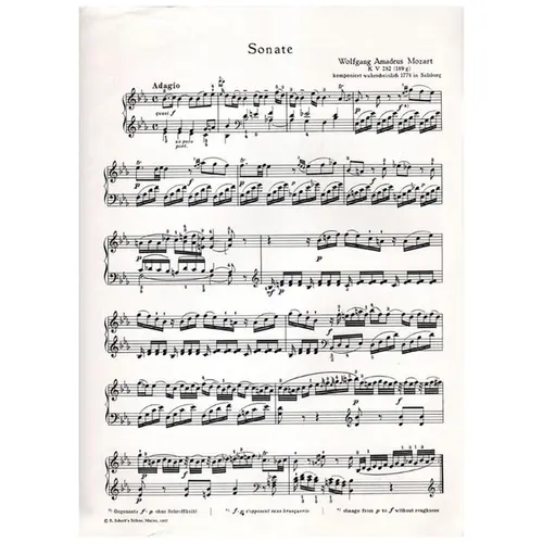 Sonate Es Dur - KV 282 (189 g) piano