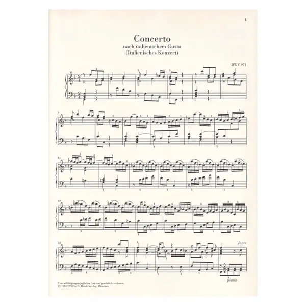 Italian Concerto - BWV 971 - Urtext