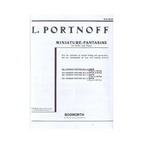 Russian Fantasia No.1 In A Minor For Violin And Piano