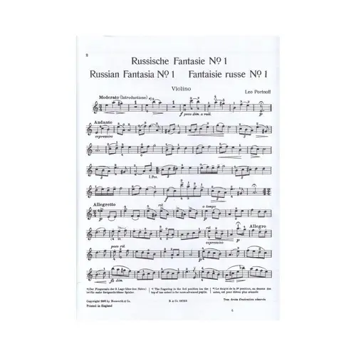 Russian Fantasia No.1 In A Minor For Violin And Piano