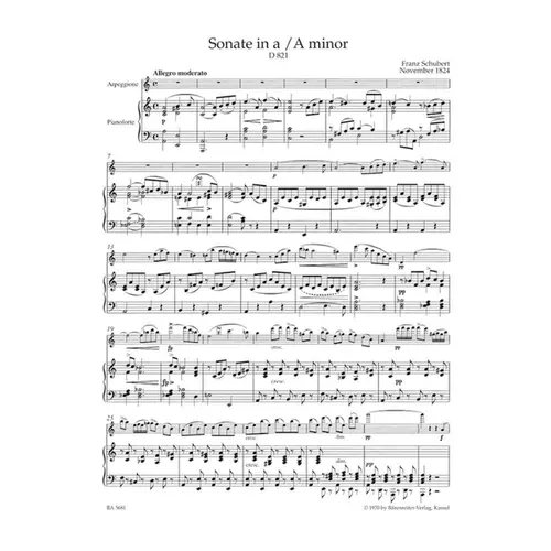 Sonate in A minor " Arpeggione "  D 821 arranged for flute and piano