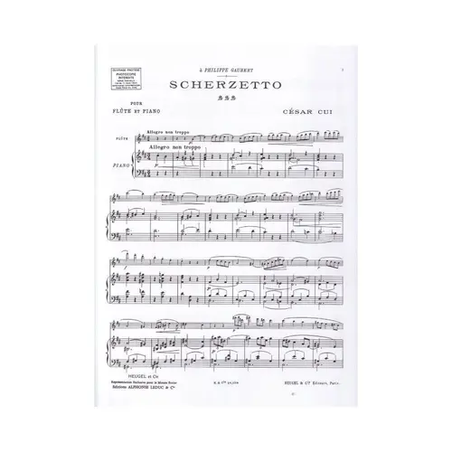 Scherzetto Pour Flute Et Piano
