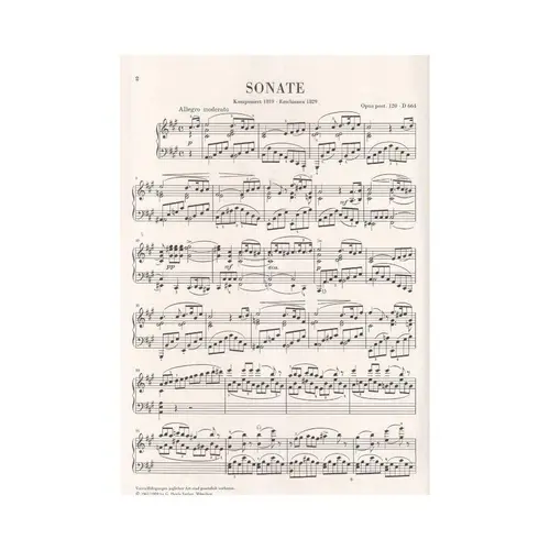 Klaviersonate A Dur - Op.120 Posth. D 664 - Urtext
