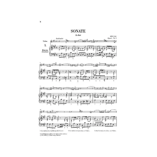 Sieben Sonaten Fur Violine Und Generalbass - Urtext