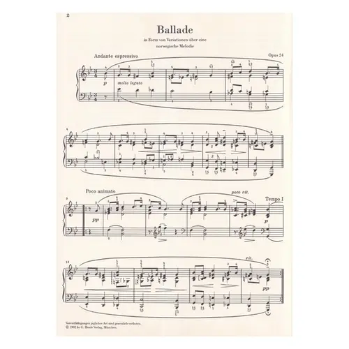 Ballade - Opus 24 - Urtext