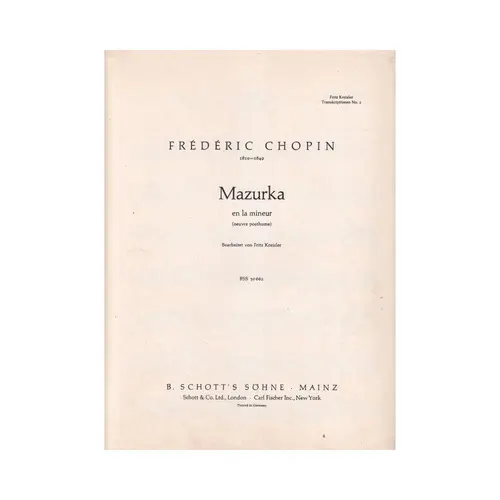 Mazurka en La Mineur  (Kreisler)