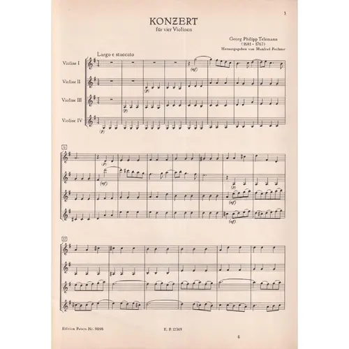 Konzert G Dur - G Major  4 Violinos