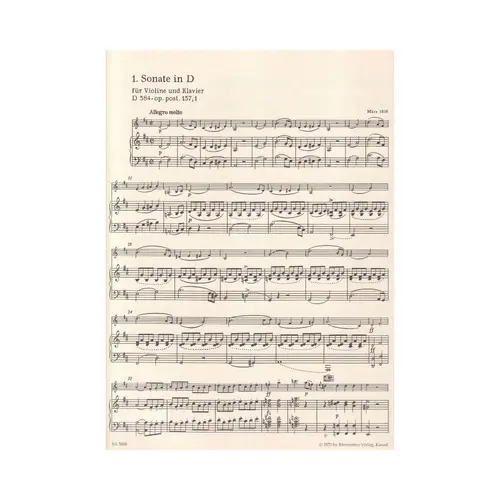 Three sonatas for violin and piano - Op.137, 1-3 - D384, D385, D408