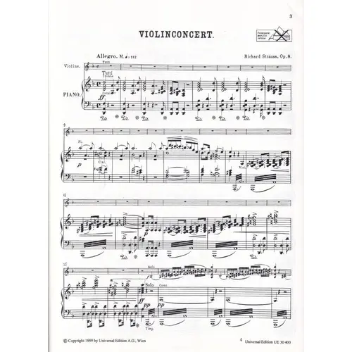 Konzert Fur Violine Und Orchester D-Moll Op.8