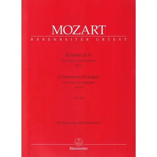 Concerto in D major for violin and orchestra N.4 -  KV 218 - piano reduction