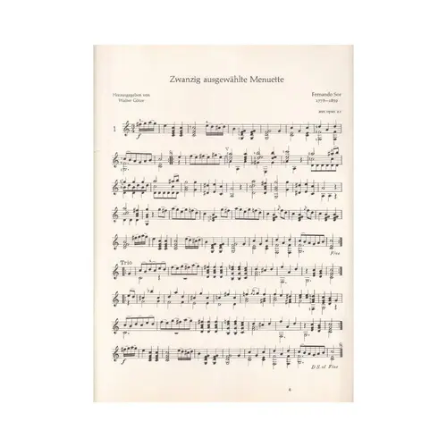 Zwanzig Ausgewahlte Menuette (Edição Antiga)