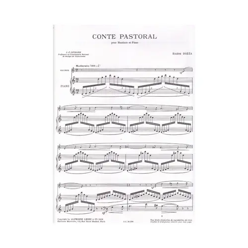 Conte Pastoral Pour Hautbois Et Piano