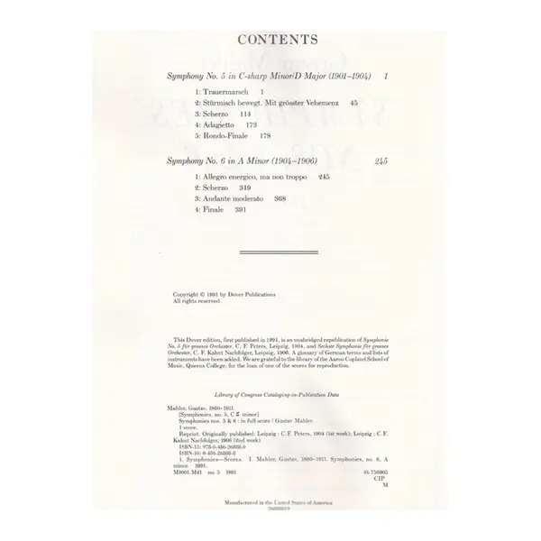 Symphonies Nos. 5 E 6 In Full Score