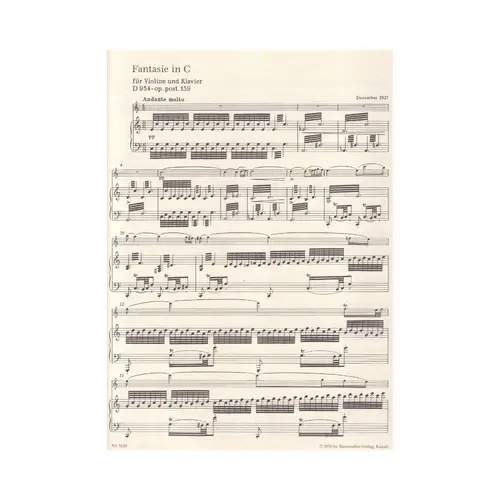 Fantasie In C Fur Violin -D 034-Op.Post 159