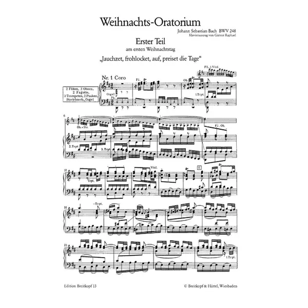 Weihnachts-Oratorium fur soli, chor und orchester BWV 248 - vocal score