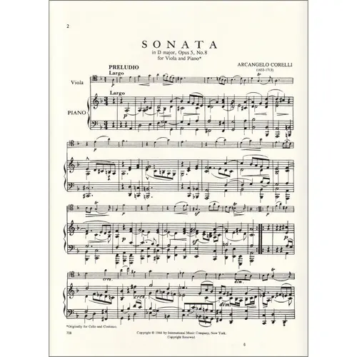 Sonata In D Minor - Op.5 N.8 (Viola)