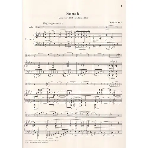 Sonatas Op.120 for clarinet and piano - version for viola
