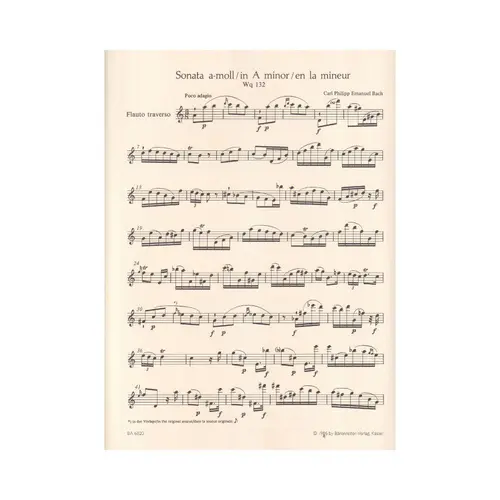 Sonata in A minor for flute solo Wq.132