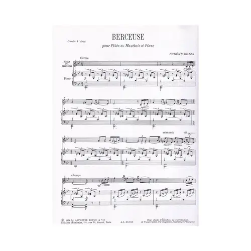 Berceuse Pour Flute Ou Hautbois Etm Piano