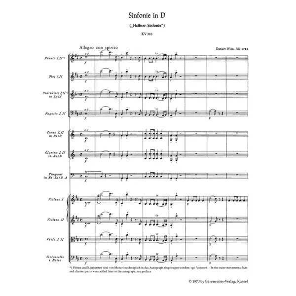 Sinfonie In D - Kv 385 - Haffner - Sinfonie - Study Score