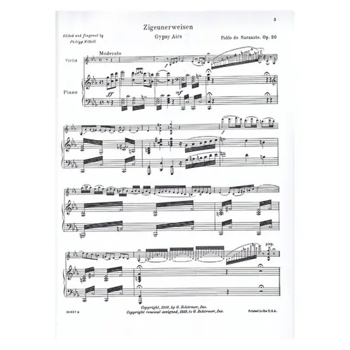 Zigeunerweisen ( Gypsy airs) Op.20 for violin and piano