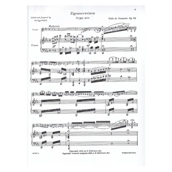 Zigeunerweisen ( Gypsy airs) Op.20 for violin and piano