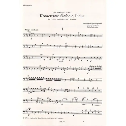 Konzertante Sinfonie D Dur Fur Violino, V.Cello Und Orchestr