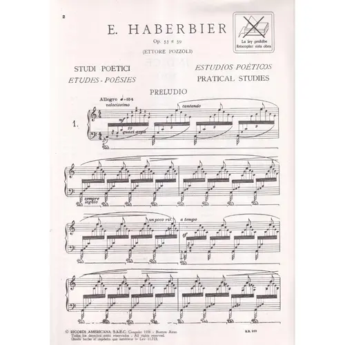 32 Estudios Poeticos Para Piano - Op.53 E 59 - Exemplar Antigo
