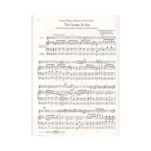 Trio Sonata In E Flat For Oboe, Harpsichord And Continuo
