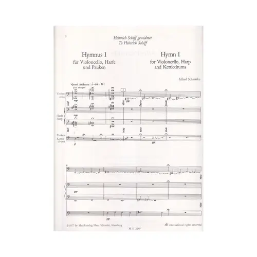 Hymnus I Fur Violoncello, Harfe Und Pauken