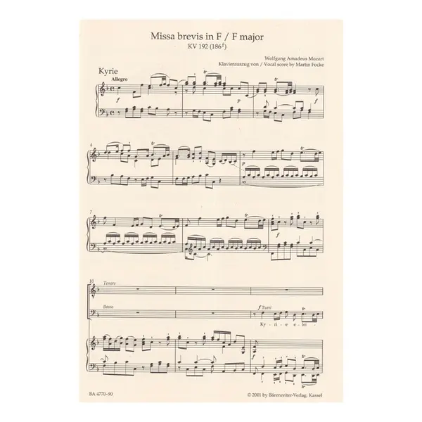 Missa Brevis In F Major - Kv 192 (186 F)